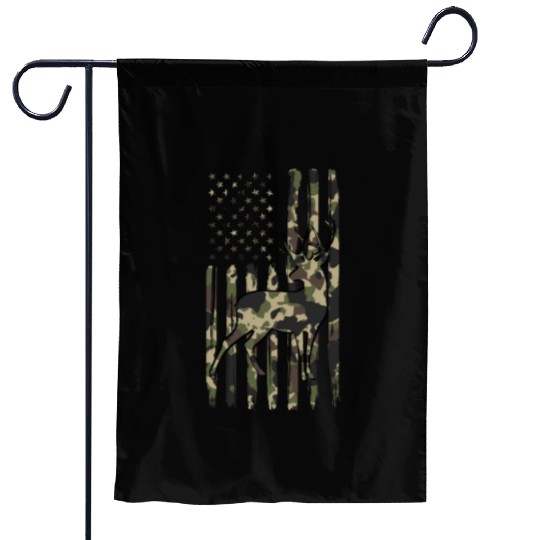 Deer Hunting Fast Food Camouflage USA Flag Garden Flags