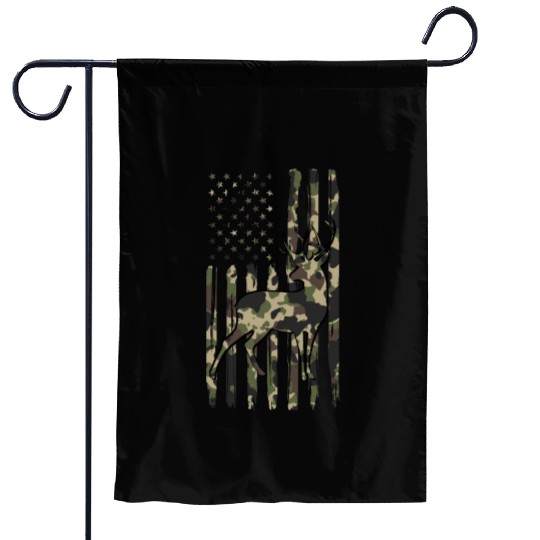 Deer Hunting Fast Food Camouflage USA Flag Garden Flags