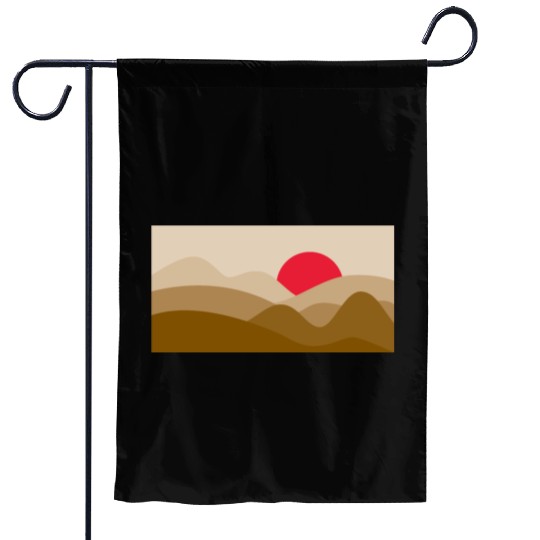 Minimalist Sun Copper Brown Garden Flags
