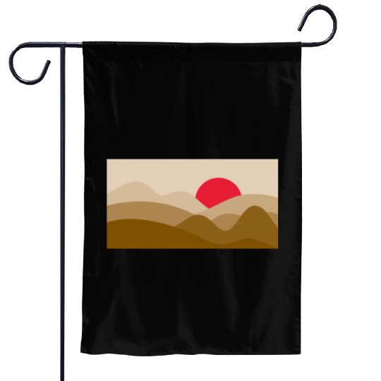 Minimalist Sun Copper Brown Garden Flags
