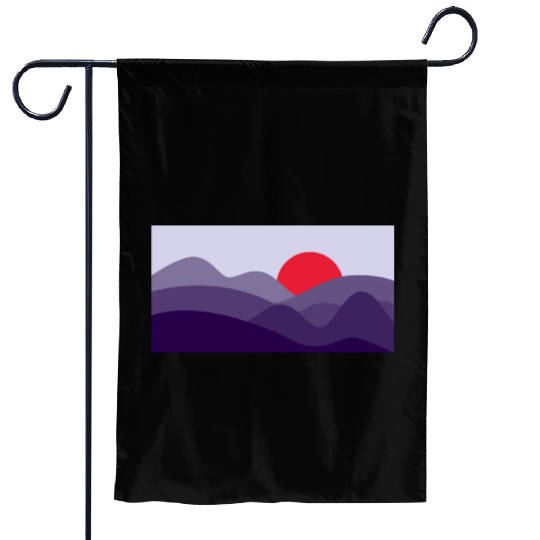Minimalist Sun Cyber Grape Purple Garden Flags
