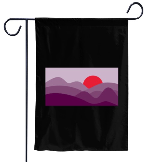 Minimalist Sun Dark Orchid Purple Garden Flags