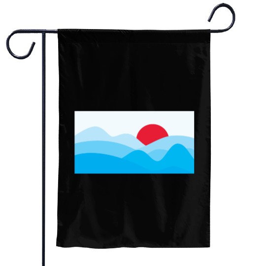 Minimalist Sun Light Blue Garden Flags