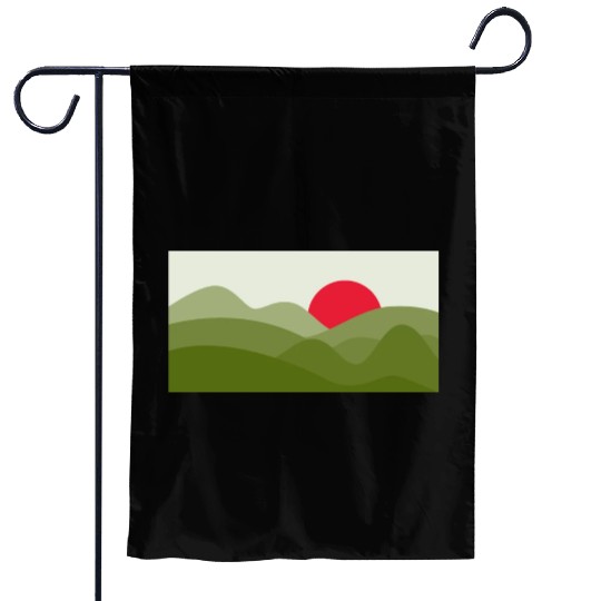 Minimalist Sun Pickle Green Garden Flags