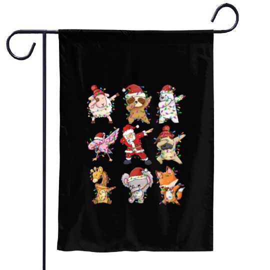 Dabbing Santa Animal Friends Christmas Kids Boys Garden Flags