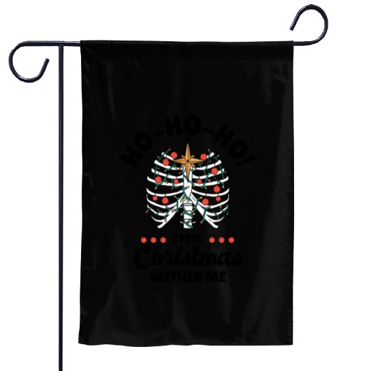 Christmas Holiday Skeleton Rib Cage Radiology Garden Flags