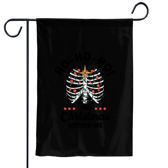 Christmas Holiday Skeleton Rib Cage Radiology Garden Flags