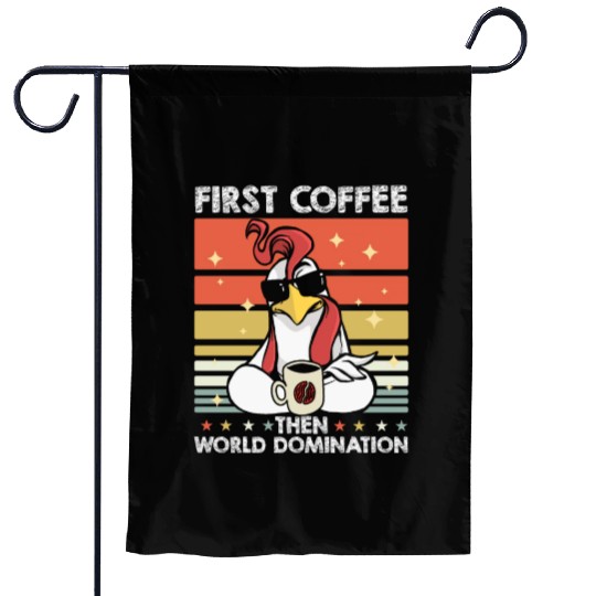 Rooster Cock Coffee Sunglasses Garden Flags