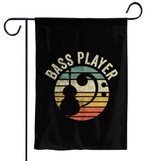 Bass Guitar Player Vintage Bass Clef Bassist Gift Garden Flags