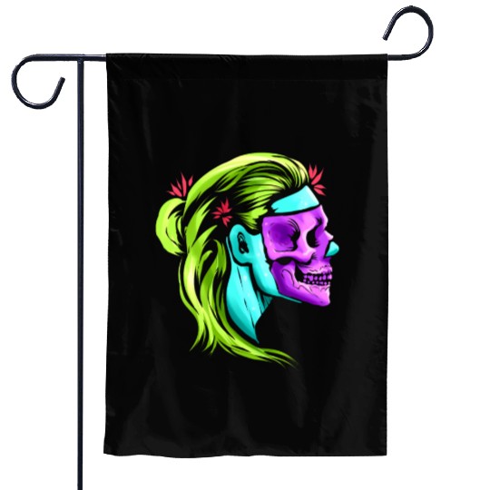 Female Skull Reaper Mask Day Of The Dead Garden Flags