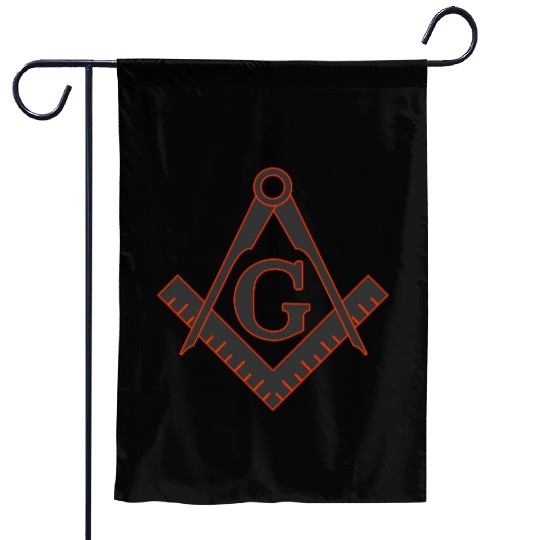 FREEMASON SQUARE COMPASSES combi grey orange Garden Flags