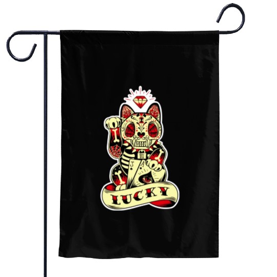 lucky cat Skull Candy Garden Flags