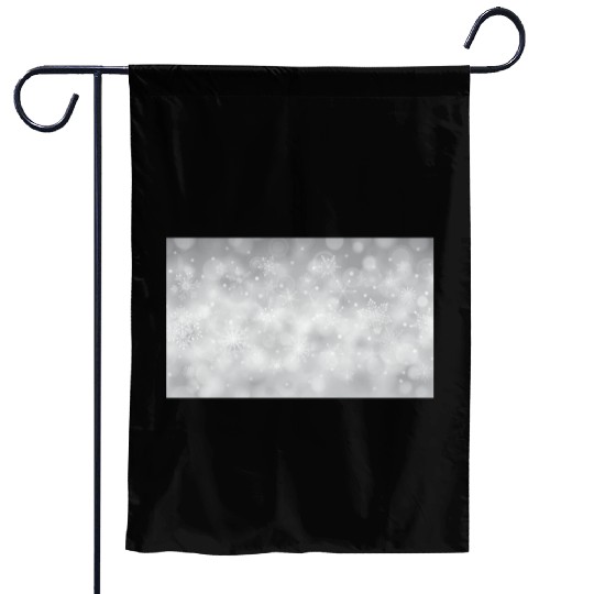 Grey Bokeh Christmas Snowflakes Garden Flags