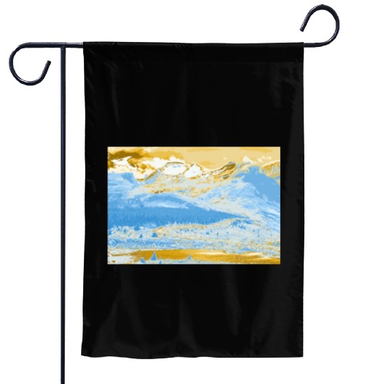 Golden Blue Mountain Lake Garden Flags