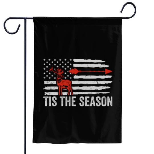 Tis The Season American Flag Dear Hunting Garden Flags