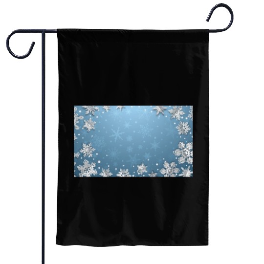 Winter Snowflakes Blue Pattern Garden Flags