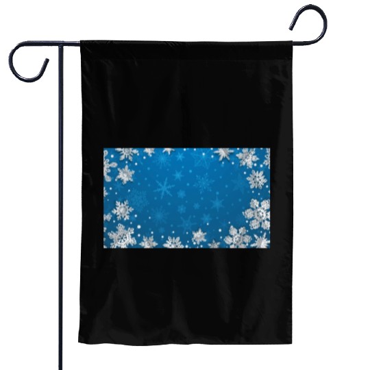 Winter Snowflakes Navy Blue Pattern Garden Flags