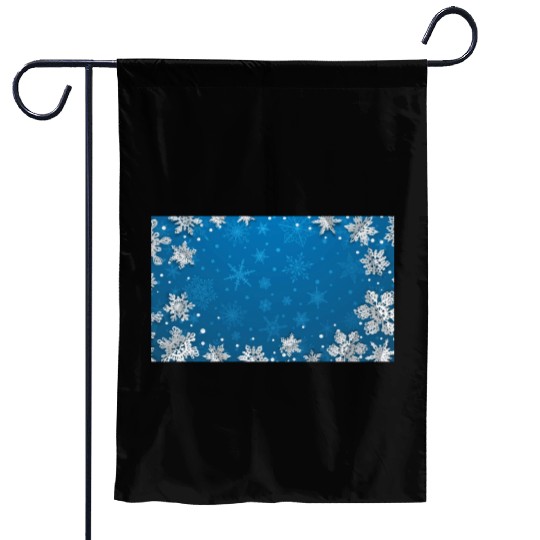Winter Snowflakes Navy Blue Pattern Garden Flags