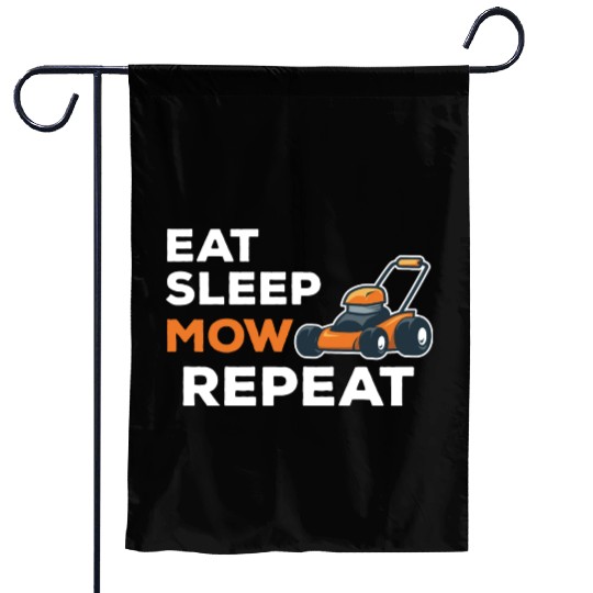 Eat Sleep Mow Repeat Funny Quote Landscaper Grass Garden Flags