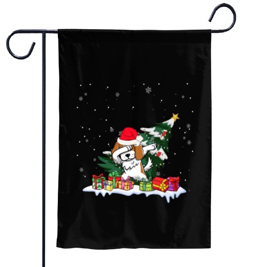 Saint Bernard Christmas Dabbing Santa Xmas Pajama Garden Flags
