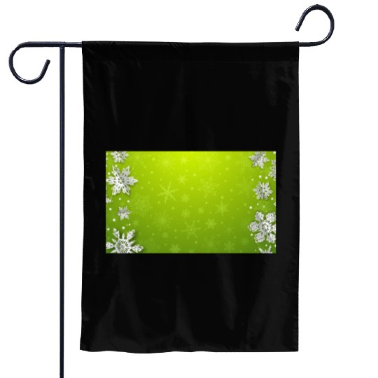 Winter Snowflakes Green Pattern Garden Flags