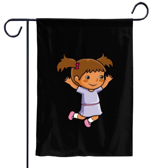Girl jumps school enrollment joy kindergarten Garden Flags