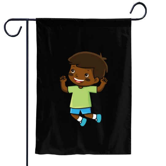 boy jumps school enrollment joy kindergarten boys Garden Flags
