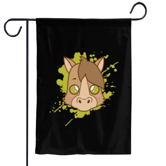 Horse Pony in japanese Kawaii Style Animal Garden Flags