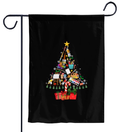 Art Xmas Tree Decor Art Teacher Ugly Artist Xmas Garden Flags