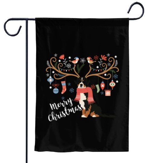 Bernese Mountain Dog Christmas Garden Flags