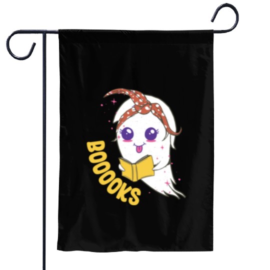 Cute Ghost Book Reading for teacher booooks Garden Flags