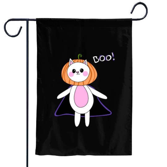 cute cat in halloween melon costume Garden Flags