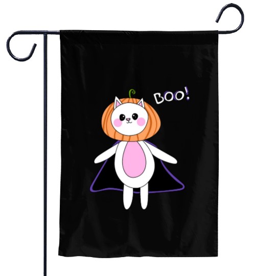 cute cat in halloween melon costume Garden Flags