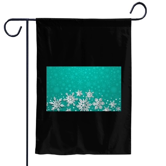 Teal Snowflakes Pattern Garden Flags