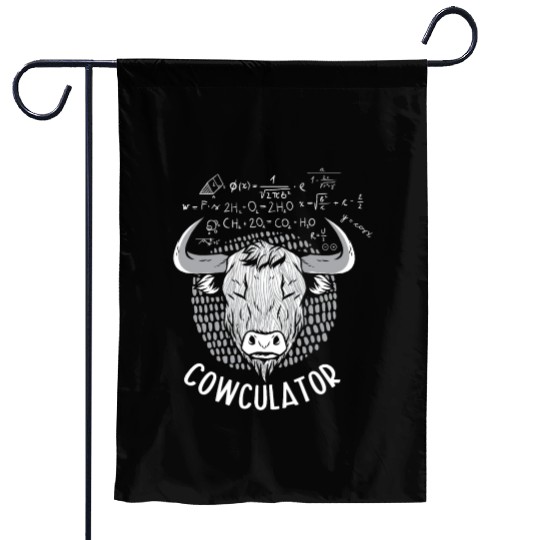 Cowculator Highland Cow Grass Puppy Math Lover Garden Flags