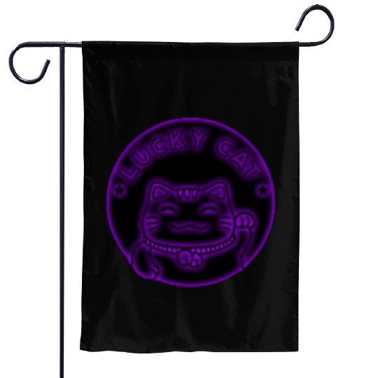 Purple neon lucky cat Garden Flags