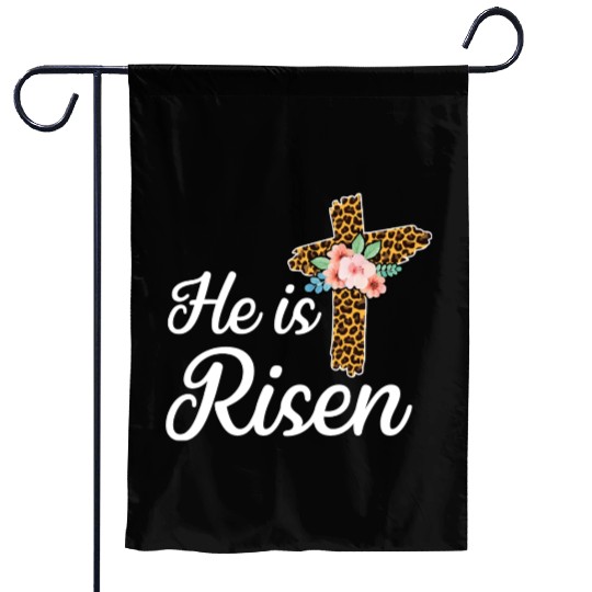 He Is Risen Jesus Christ Cross Easter Sunday Garden Flags