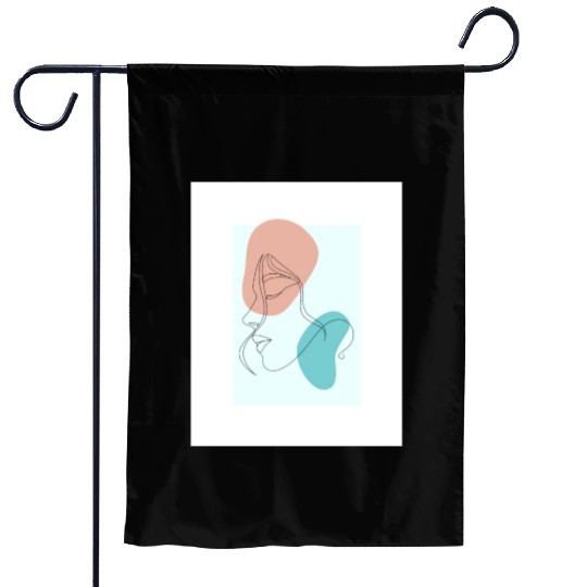 beige minimalist woman line art Garden Flags