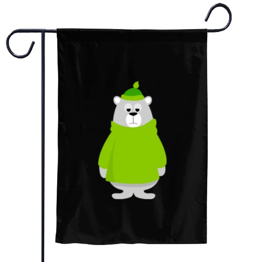 Green teddy bear lover Garden Flags
