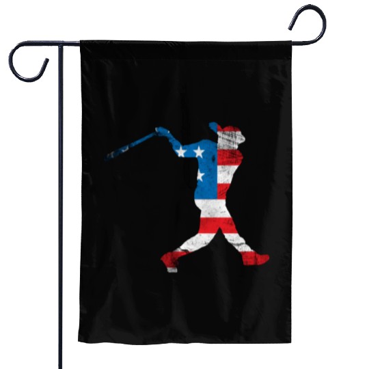 USA Flag Baseball Player Sport Lover 4th Of July Garden Flags