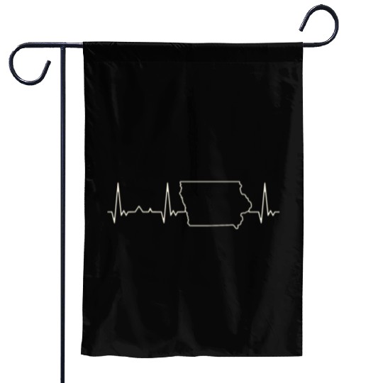 Iowa State USA. Heart. Love. EKG. Pulse. Beat. Garden Flags