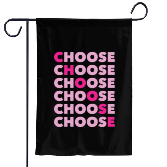 Choose Typography Pink Retro 80s 90s Vintage Garden Flags