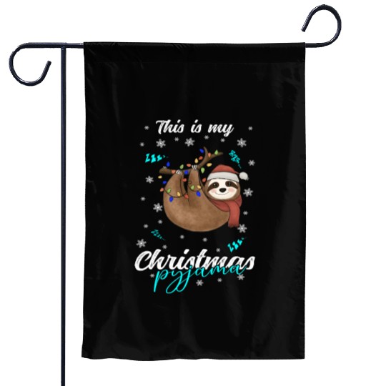 Winter Christmas Pyjama Sloth Garden Flags