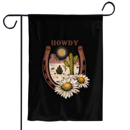 HOWDY -Desert Horseshoe Garden Flags
