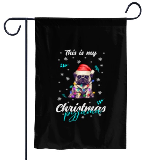 Winter Christmas Pyjama Pug Garden Flags