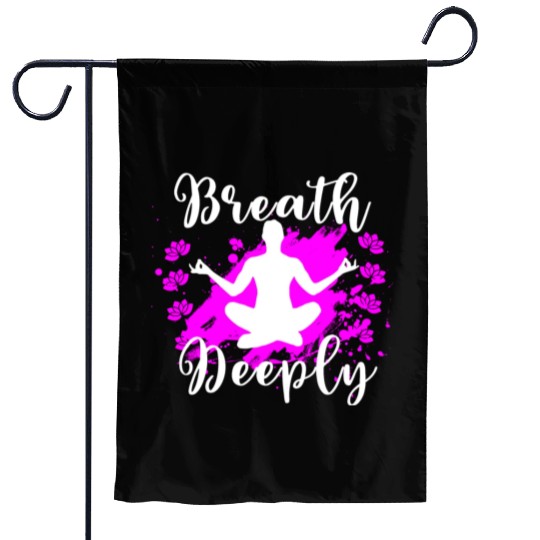 Yoga Garden Flags Breath Deeply Pink Lotus Gift Garden Flags