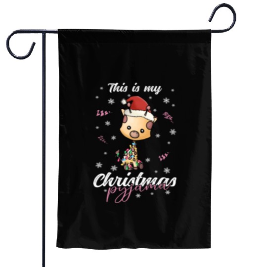 Winter Christmas Pyjama Giraffe Garden Flags