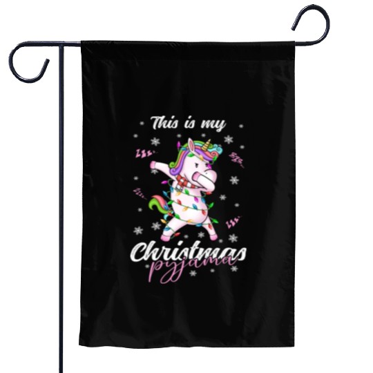 Winter Christmas Pyjama Unicorn Garden Flags