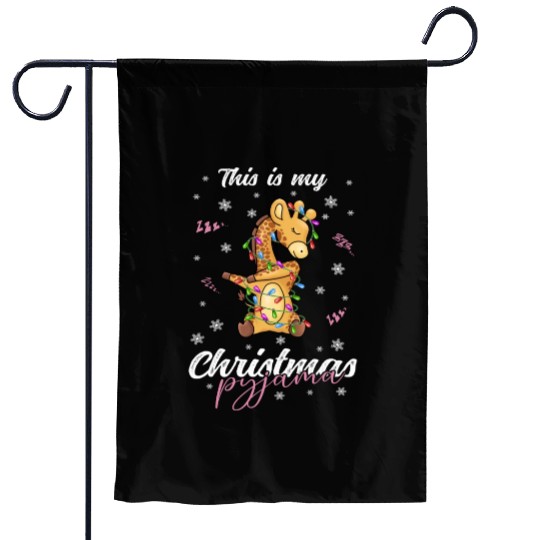 Winter Christmas Pyjama Giraffe Garden Flags