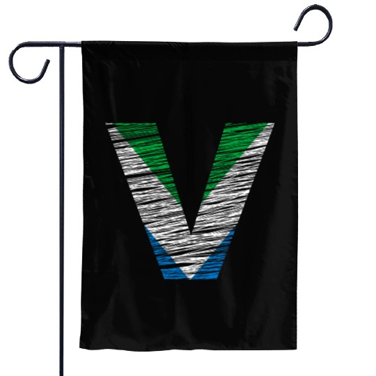 V with Vegan Colours Flag (blue, white, green) Garden Flags